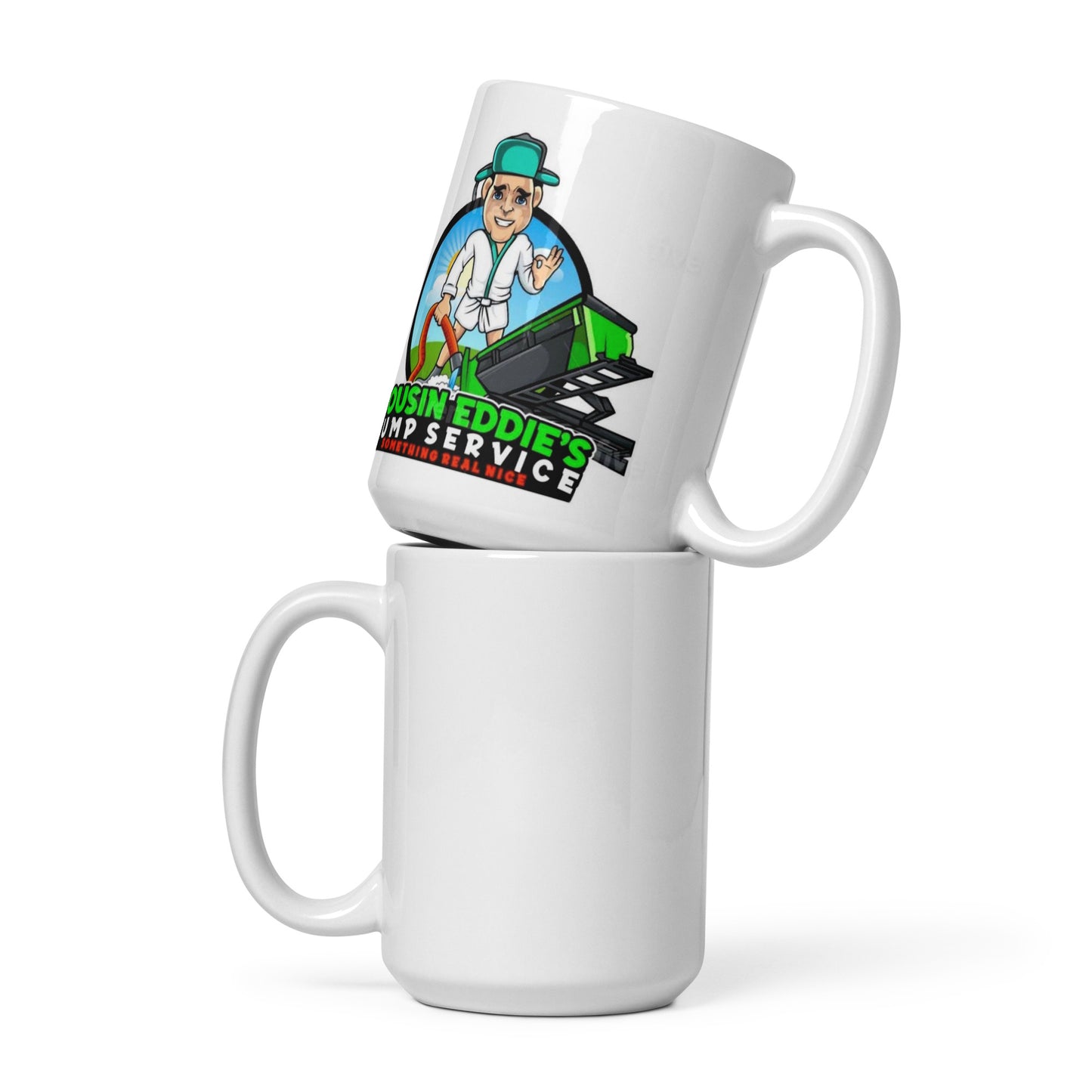 White glossy Cousin Eddie's Dumpsters mug